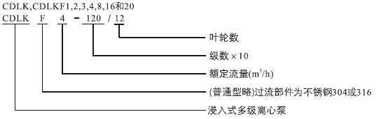 CDLK，CDLKF浸入式多級離心泵型號定義