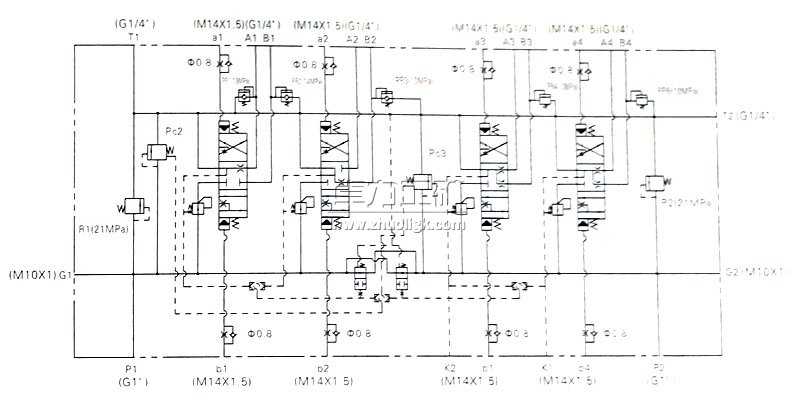LTYB-G28L-4T全負(fù)載敏感比例多路換向閥液壓原理圖